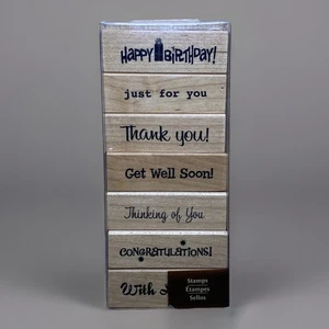 RECOLLECTIONS Gummistempelset (7 Stück) Happy Birthday/Danke/Get Well….. - Bild 1 von 7