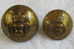 2x UK Army:"QUEENS OWN CAMERON HIGHLANDERS BRASS BUTTONS" (24mm-19mm, WW1-WW2) - Picture 1 of 4