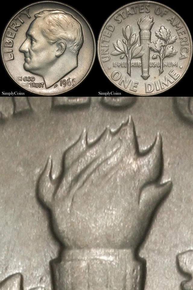 1969 Roosevelt Dime FS-901 REV of 68 BU Uncirculated Reverse of 1968 - Image 1 of 4