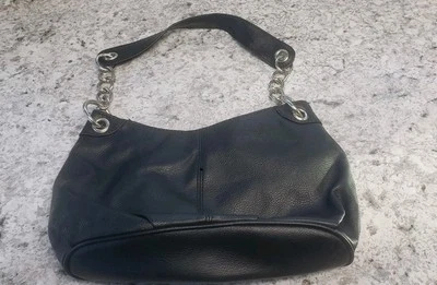 Mujer Apt 9 Negro Guijarro Cuero Bolso de Mano Cadena Correa Cartera Cremallera Rota  Foto 1 de 4
