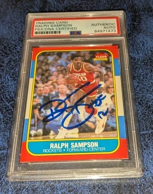 Ralph Sampson Houston Rockets Signed 1986 Fleer Rookie Card PSA/DNA - Image 1 of 4