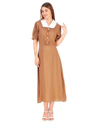 Vestido colonial de acción de gracias para mujeres adultas disfraces de peregrino pionero de pradera Foto 1 de 4