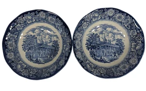 2er Set Liberty Blue Staffordshire Coupe Suppenschüsseln 6 1/2" Mount Vernon - Bild 1 von 8