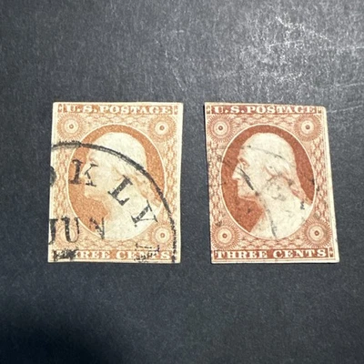 US Scott #10 y 11A 3c Washington usado Foto 1 de 2
