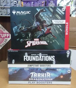 MTG  TARKIR PLAY + FOUNDATIONS JUMPSTART  + SPIDER-MAN GIFT BUNDLE BOXES - Picture 1 of 1