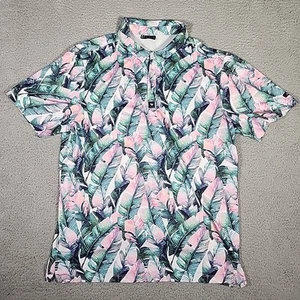 Bad Birdie Shirt Mens XL White Green Pink Polo Floral Print Stretch Golf - Picture 1 of 9