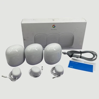 Google Nest Pro Wi-Fi Model G6ZUC Pack 3 Wi-Fi 6E Router #U1415 (AR) - Image 1 of 4