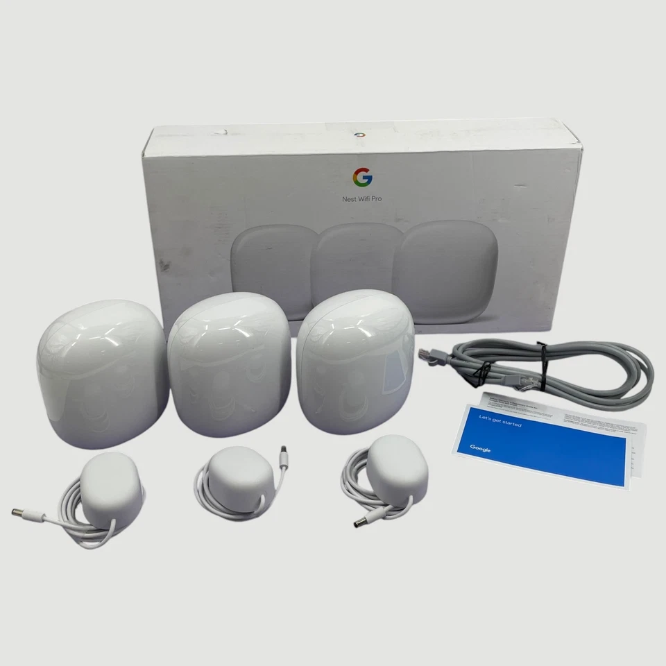 Google Nest Pro Wi-Fi Model G6ZUC Pack 3 Wi-Fi 6E Router #U1415 (AR) - Image 1 of 4