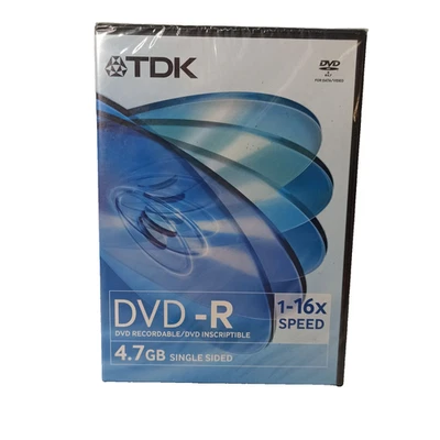 TDK DVD-R Sealed Blank Recordable Disc 4.7GB 1-16x Singled Sided Data Photo New - Image 1 of 4