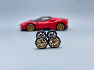 R545 Custom Paint Hotwheels 1/64 Real Rider# CE28 Gold 10mm Long Rubber Wheels - Picture 1 of 5