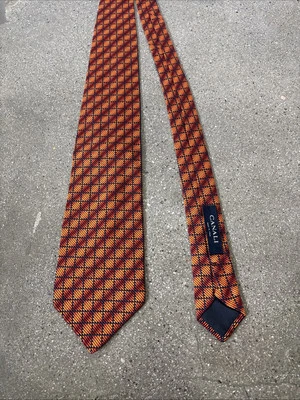 Corbata CANALI Naranja Óxido Patrón Cuadrado Seda Texturizada 3 1/2" x60" Italia Foto 1 de 4