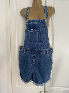 Next Dungaree Shorts, Blue Denim Pinafore, Size UK 10 - Picture 1 of 5