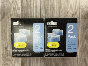 Braun Clean & Renew 4 Pack Refill Cartridges Lemon Fresh Shaver Cleaning Systems - Picture 1 of 6