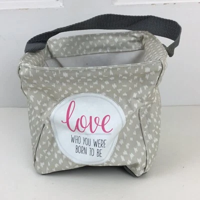 Thirty One Littles Carry-All Caddy Tote Grey 'Love Who You Were Born To Be' Foto 1 de 4