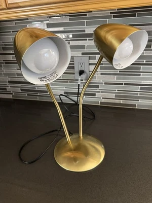 1950's American Mid-Century Gooseneck Double Head Atomic Age Desk Lamp - Image 1 of 4