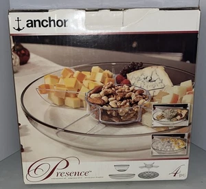 Anchor Hocking 4 PC Presence Entertainment Set Glass Serving Tray With Extras - Picture 1 of 3