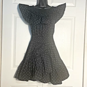 Vestido Misa Los Angeles Mujer Extra Pequeño Negro Blanco Lunares Volantes Sin Mangas - Imagen 1 de 12