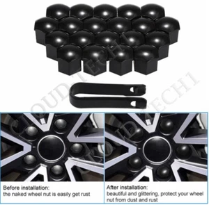 20x For Volvo V40 2012-2019 BLACK WHEEL BOLT NUT COVERS Inc. REMOVAL TOOL - Picture 1 of 1