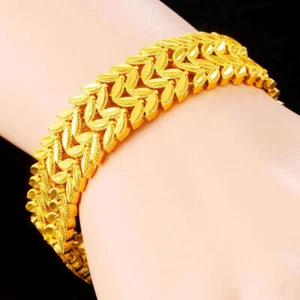 Herren 22k 23k 24k Thai Baht Gelbgold GP Armband - Bild 1 von 6