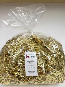 Cesta de regalo trituradas, paquete de 8 oz, nuevo stock antiguo. Dorado metálico - Imagen 1 de 1