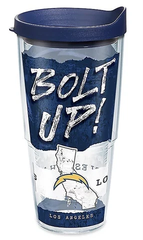 San Diego Chargers 24oz Tervis Tumbler with Lid-Made in USA-New Cover