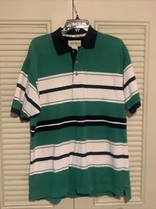 Eddie Bauer Shirt Mens Short Sleeve Polo Size Medium Multicolor Green Striped - Picture 1 of 10