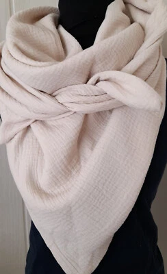 Loop - Schal ca. 25 x 130 oder Dreieckstuch ca. 130 x 130 cm uni natur - Bild 1 von 2