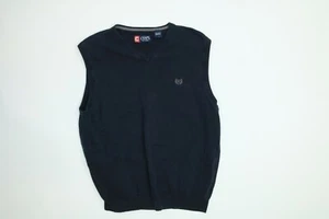Mens Chaps Black V Neck Sweater Vest Large L EUC - Picture 1 of 5