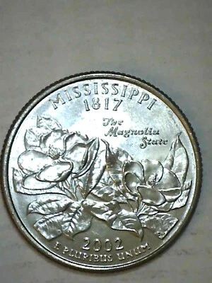 2002 D Mississippi State Quarter Uncirculated Ungraded Mint Condition - Image 1 of 2