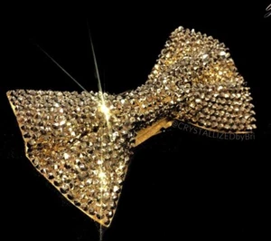 Custom Bling Bow Tie AUSTRIAN CRYSTALS Men's Bedazzled Groom Prom Wedding Black - Picture 1 of 21