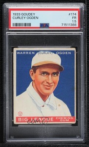 1933 Goudey Big League Chewing Gum R319 Curley Ogden #174 PSA 1.5 Rookie RC