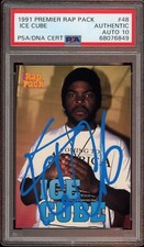 Ice Cube Signed 1991 Premier Rap Pack Rookie Card #48 Psa/Dna GEM MINT 10 AUTO