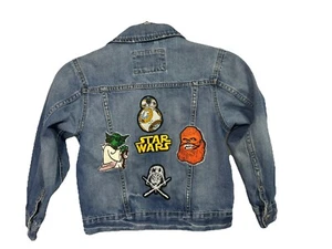 Star Wars X Children's Place Denim Jean Jacket Small (5/6) Patches R2D2 Yoda - Picture 1 of 5
