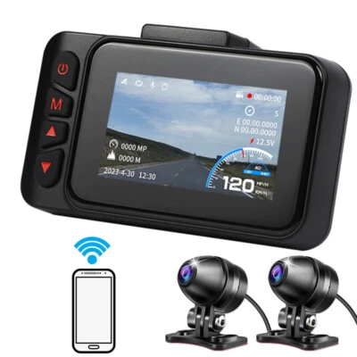 Motorcycle Dash Cam Front Rear Camera 1080P Parking Mode Loop Recording WIFI APP - Image 1 of 4