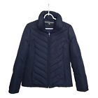 Kenneth Cole Reaction Womens Blue Quilted Down Filled Puffer Coat Jacket Med