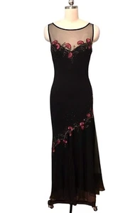 Vtg 90’s Y2K Xscape Floral Beaded 100% Silk Maxi Dress Whimsigoth Fairy Sz 6 - Picture 1 of 10