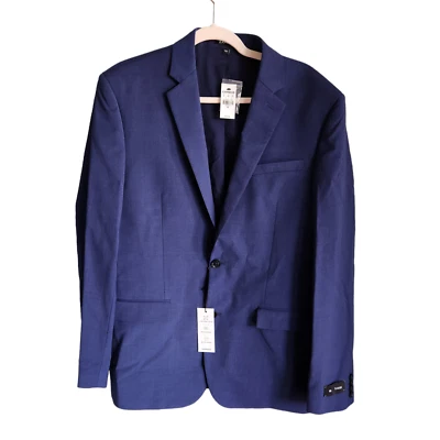 Express Men's Blazer 40L Blue Stretch Wrinkle Resistant 40 Long Wool Blend - Image 1 of 4