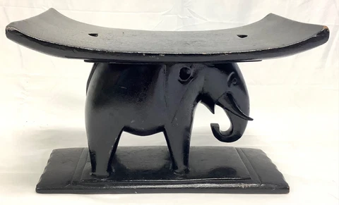 Vintage African Ashanti Wooden Elephant Stool Cover