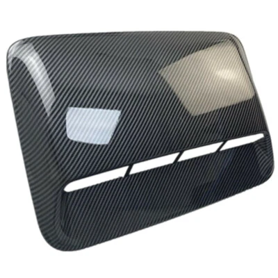 Car Air Flow Intake Vent Bonnet Hood Scoop Cover Glossy Black Carbon Fiber Look  - Image 1 of 4