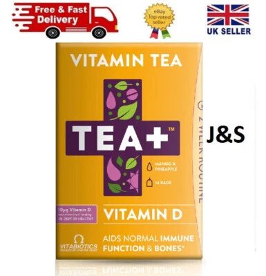 Vitabiotics TEA+ ( Tea Plus ) Vitamin D Tea - Helps Aid Normal Bones and Muscle