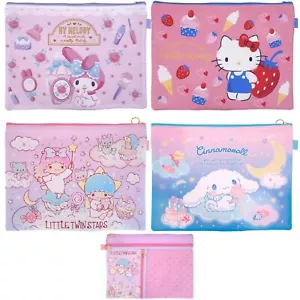 Sanrio 3-Pocket Folder A4 Paper Document File Zipper Storage Pouch Mesh Case Bag - Picture 1 of 8