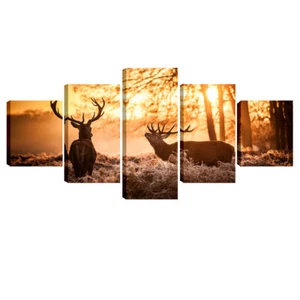 Canvas Print Picture Photo Home Decor Wall Art Landscape Deer Sunset Woods Gift - Picture 1 of 7