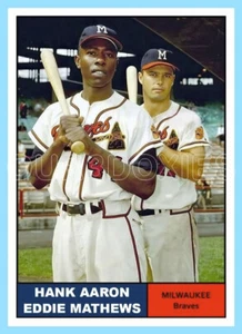 Hank Aaron Eddie Mathews Custom Made Art Card Milwaukee Braves 61-T-AM-1 - Picture 1 of 6