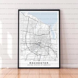 Rochester Karte Poster Druck Rochester USA ungerahmt Wandbild Deko - Bild 1 von 2