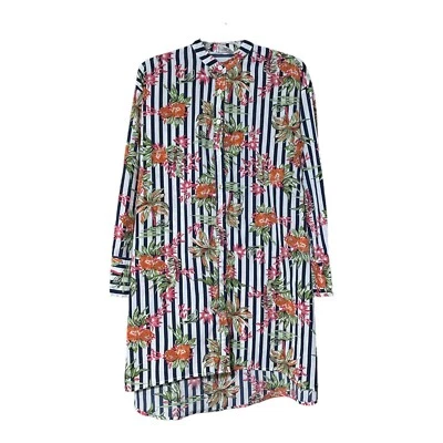 Love + Harmony Womens Floral Stripe Button Tunic Shirt Dress Size Small - Image 1 of 4