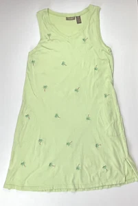 Dress Size Large Jane Ashley VTG Casual Lifestyle Green Embroidered Palm Trees - Picture 1 of 10