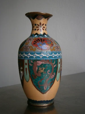 Petit Vase Cloisonné Japon 19°s Meïji Cuivre émaillé Art Asie Ancien - Photo 1/4