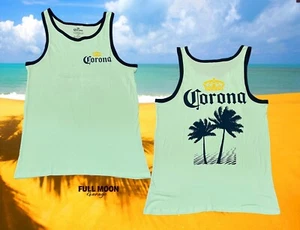 New Corona Beer Beach 2 Sided Classic Palm Tree Men's Vintage Tank Top T-Shirt - Picture 1 of 2