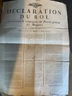 Déclaration Du Roi Louis Xvi.Compagnie Du Prévôt Général Des Monnoies.1772.