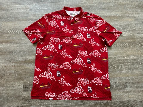 Reyn Spooner St Louis Cardinals Performance Polo Shirt Men's XL All Over MLB Cover